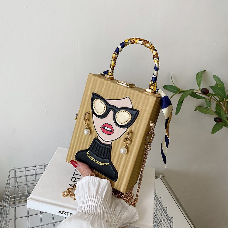 Wholesale PU Retro Beauty Graffiti Box Bag